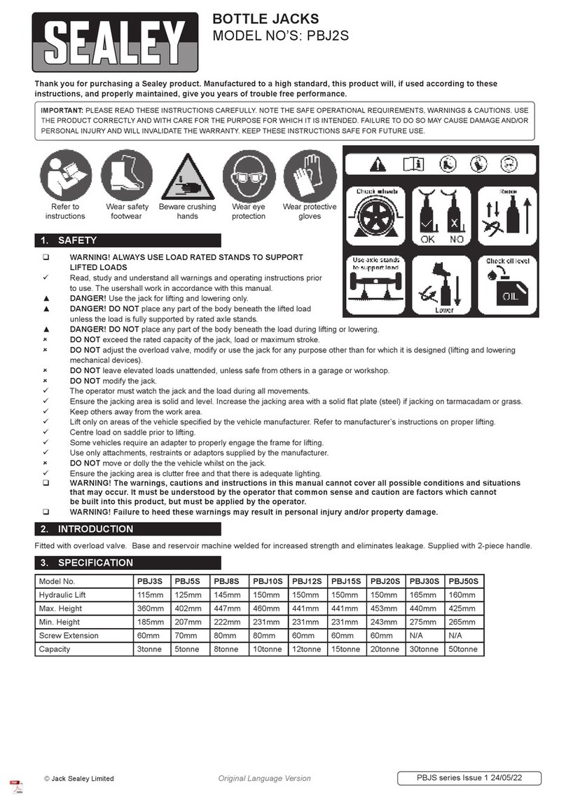 Sealey PBJS Series quick start guide