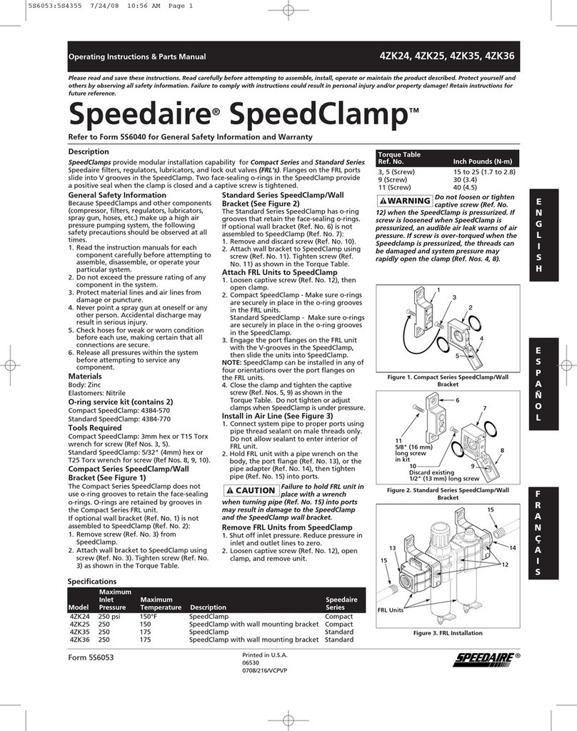 Speedaire SpeedClamp 4ZK24 Operating instructions & parts manual