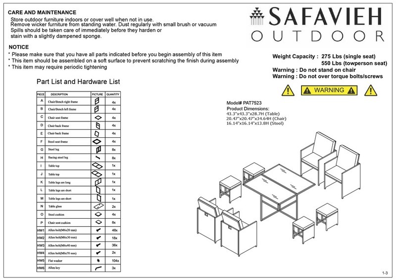 Safavieh Outdoor Enerson PAT7523 quick start guide Safavieh Outdoor Enerson PAT7523 quick start guide