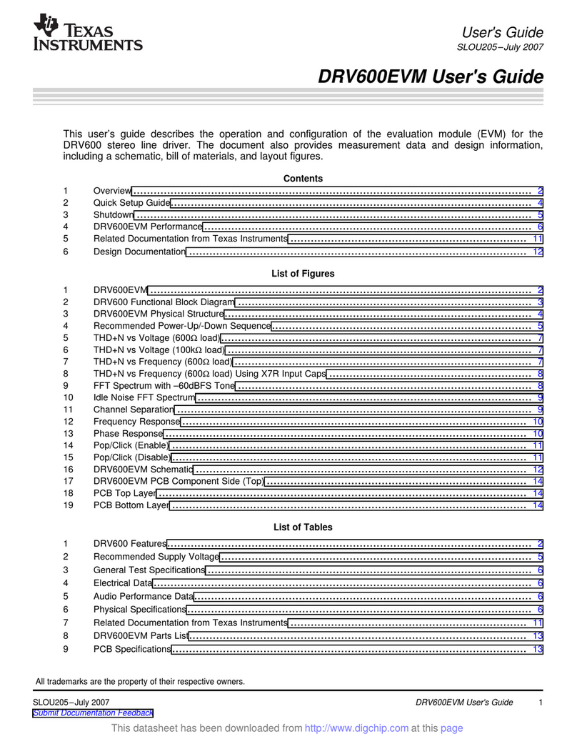 Texas Instruments DRV600EVM User manual Texas Instruments DRV600EVM User manual