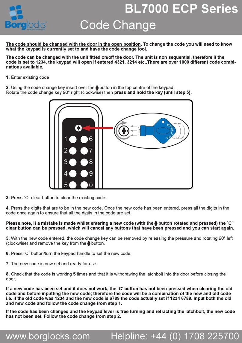Borglocks BL7000 ECP Series Code change guide