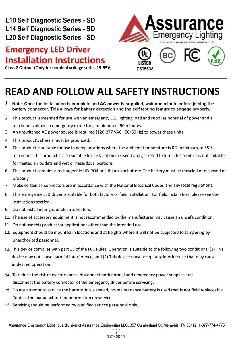 Assurance Emergency Lighting L10 Self Diagnostic Series installation instructions Assurance Emergency Lighting L10 Self Diagnostic Series installation instructions