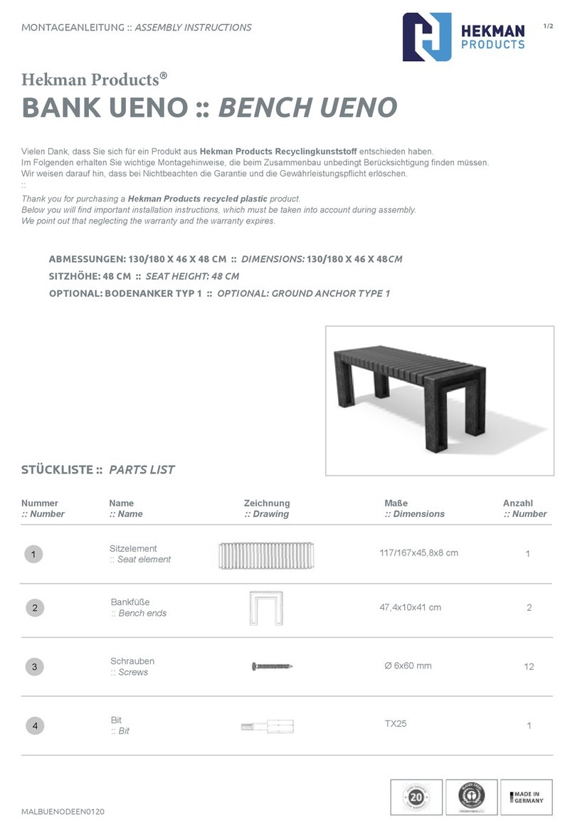 HEKMAN PRODUCTS BENCH UENO Assembly instructions
