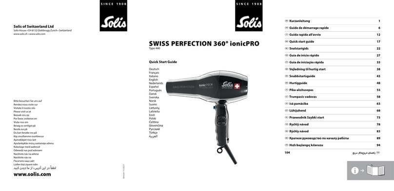 SOLIS SWISS PERFECTION 360 ionicPRO 440 quick start guide