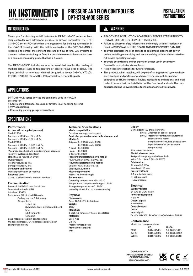 HK Instruments DPT-Ctrl-MOD Series installation instructions