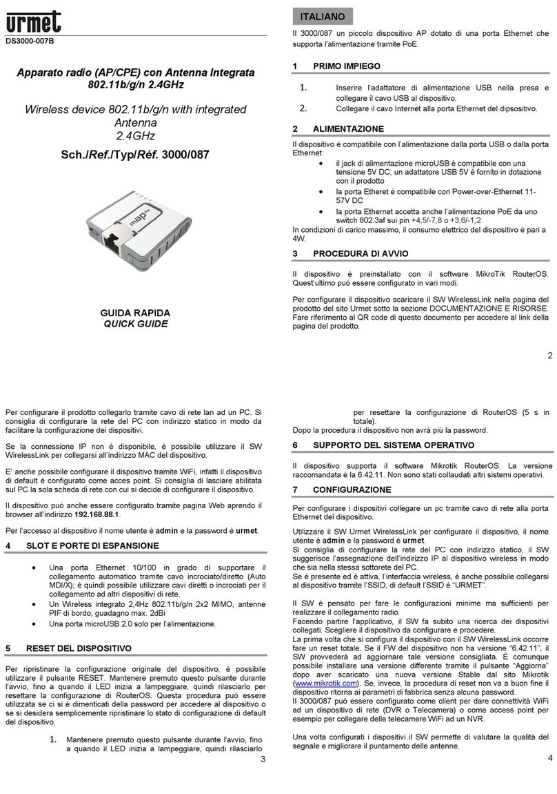 urmet domus 3000/087 quick guide
