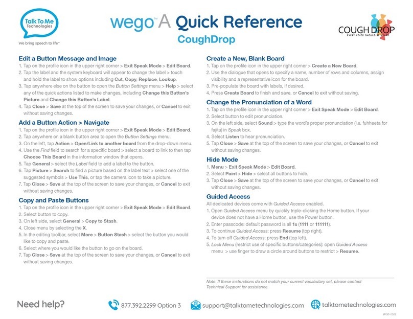 Talk To Me Technologies wego 13A-D User manual