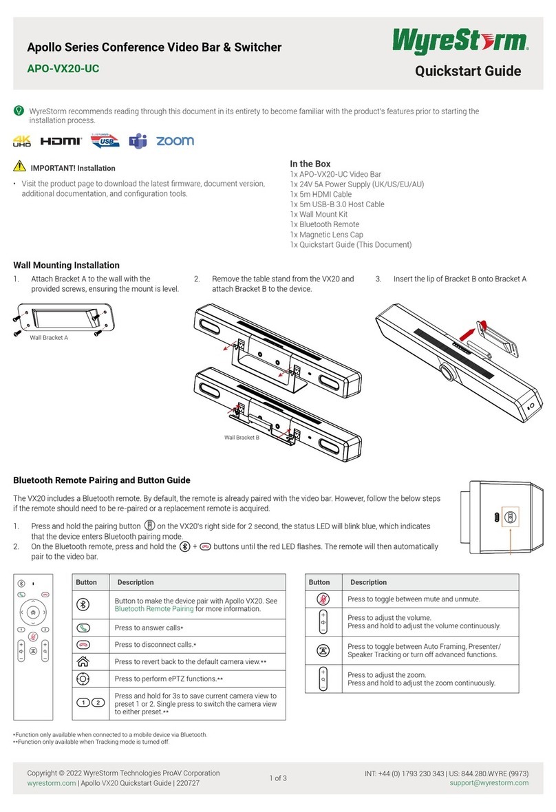 Wyrestorm APOLLO APO-VX20-UC quick start guide