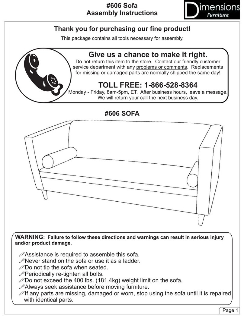 Dimensions Furniture 606 Assembly instructions Dimensions Furniture 606 Assembly instructions