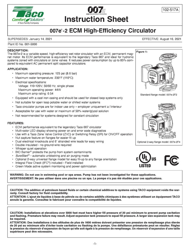 Taco Comfort Solutions 007e-2 instruction sheet