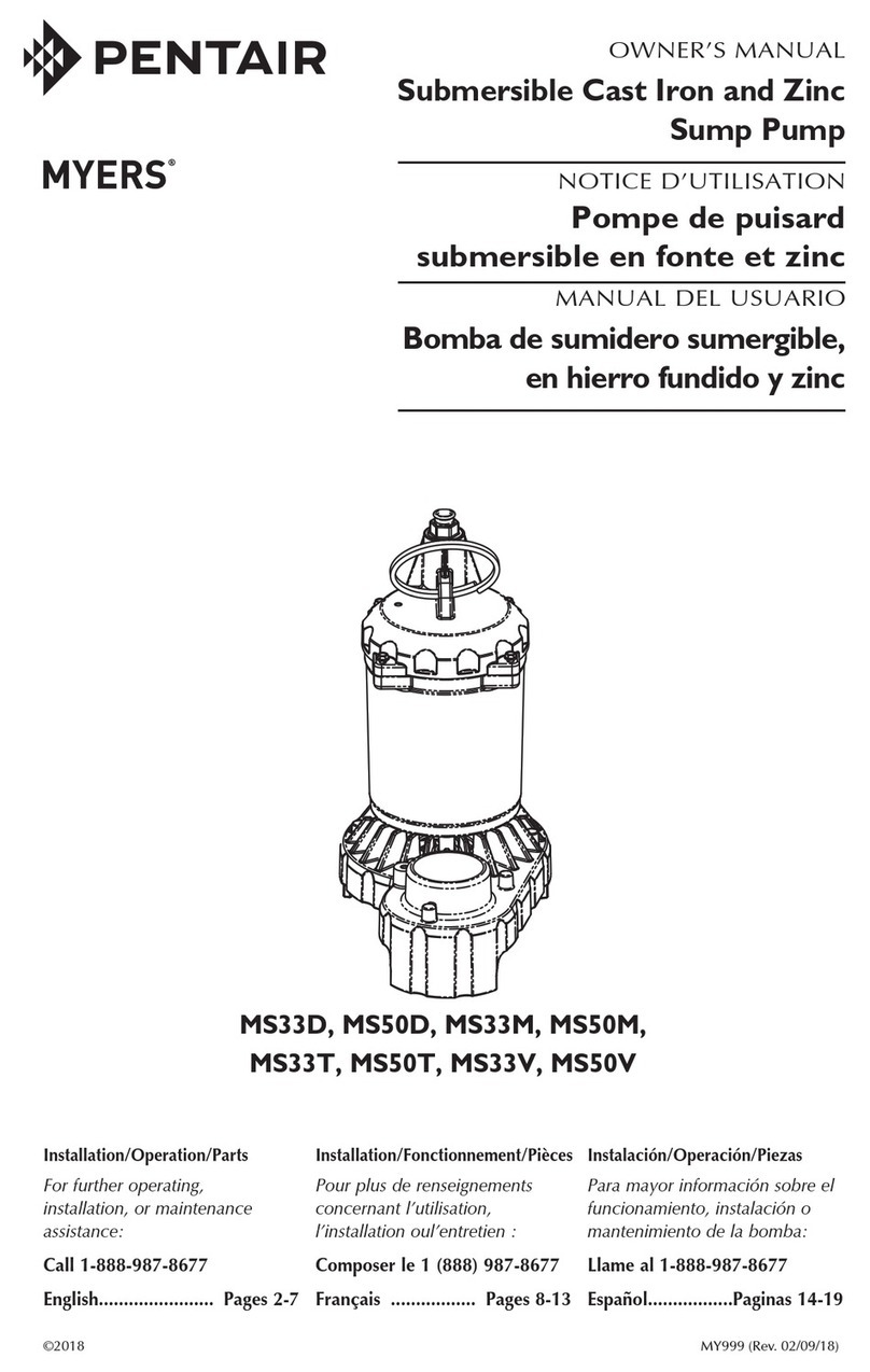Pentair MYERS MS33D owner's manual