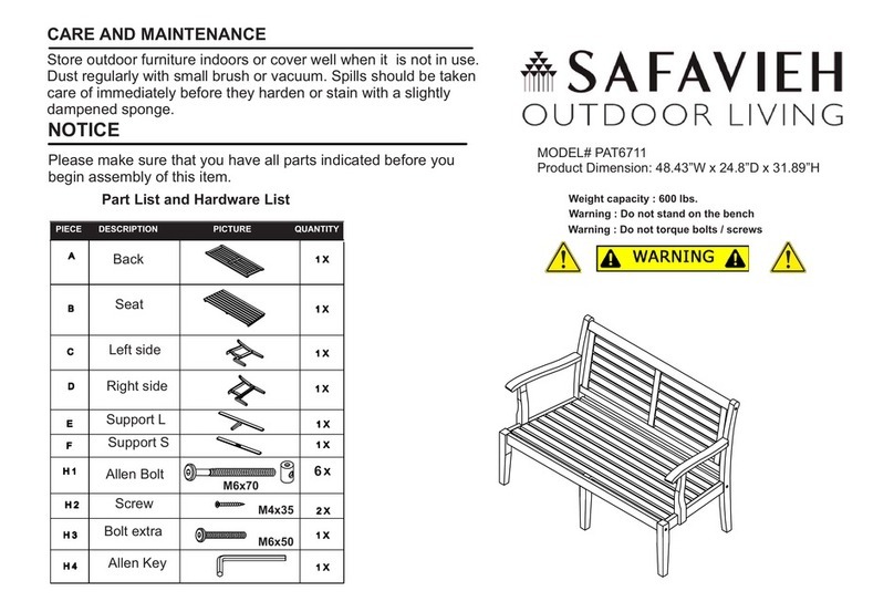 Safavieh Outdoor Fresno PAT6711 quick start guide Safavieh Outdoor Fresno PAT6711 quick start guide