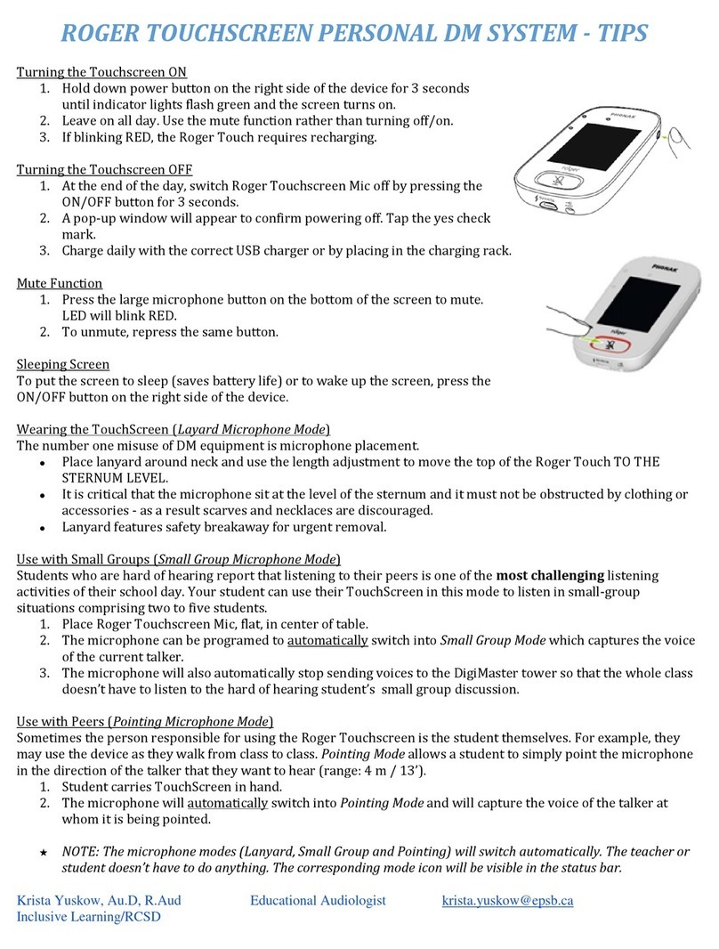 Roger TOUCHSCREEN PERSONAL DM SYSTEM Assembly instructions