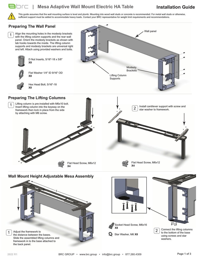 BRC Mesa Adaptive Wall Mount Electric HA Table installation guide