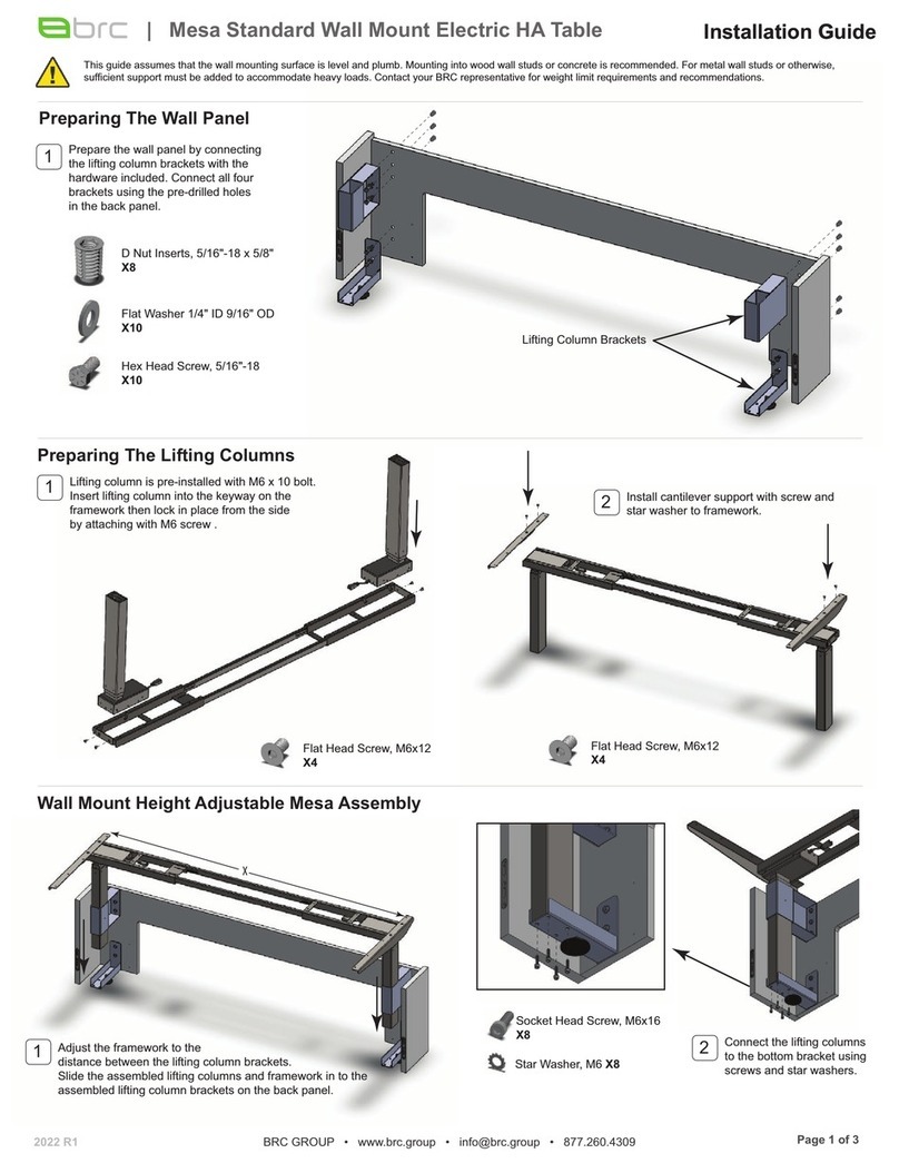 BRC Mesa Standard Wall Mount Electric HA Table User manual