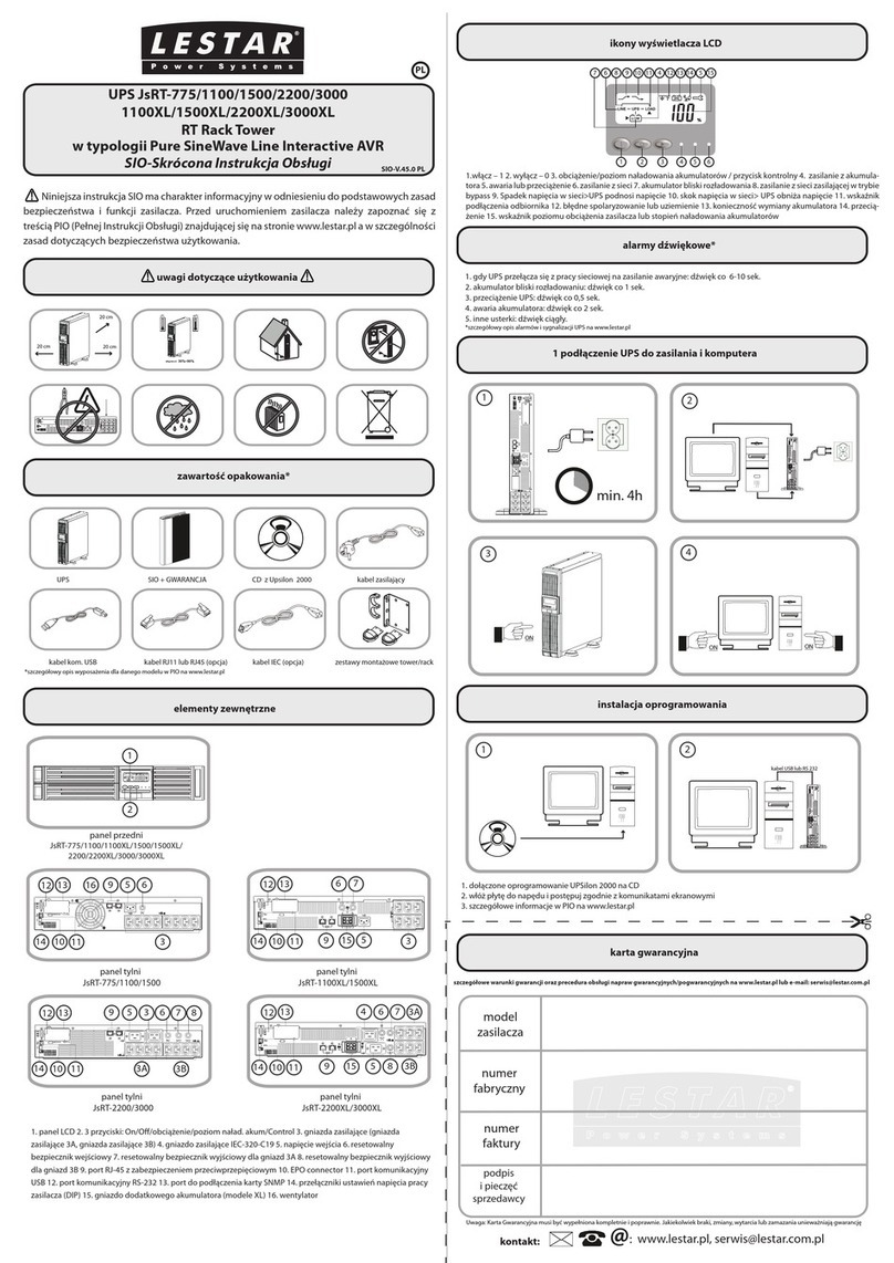 LESTAR JsRT-775 quick start guide