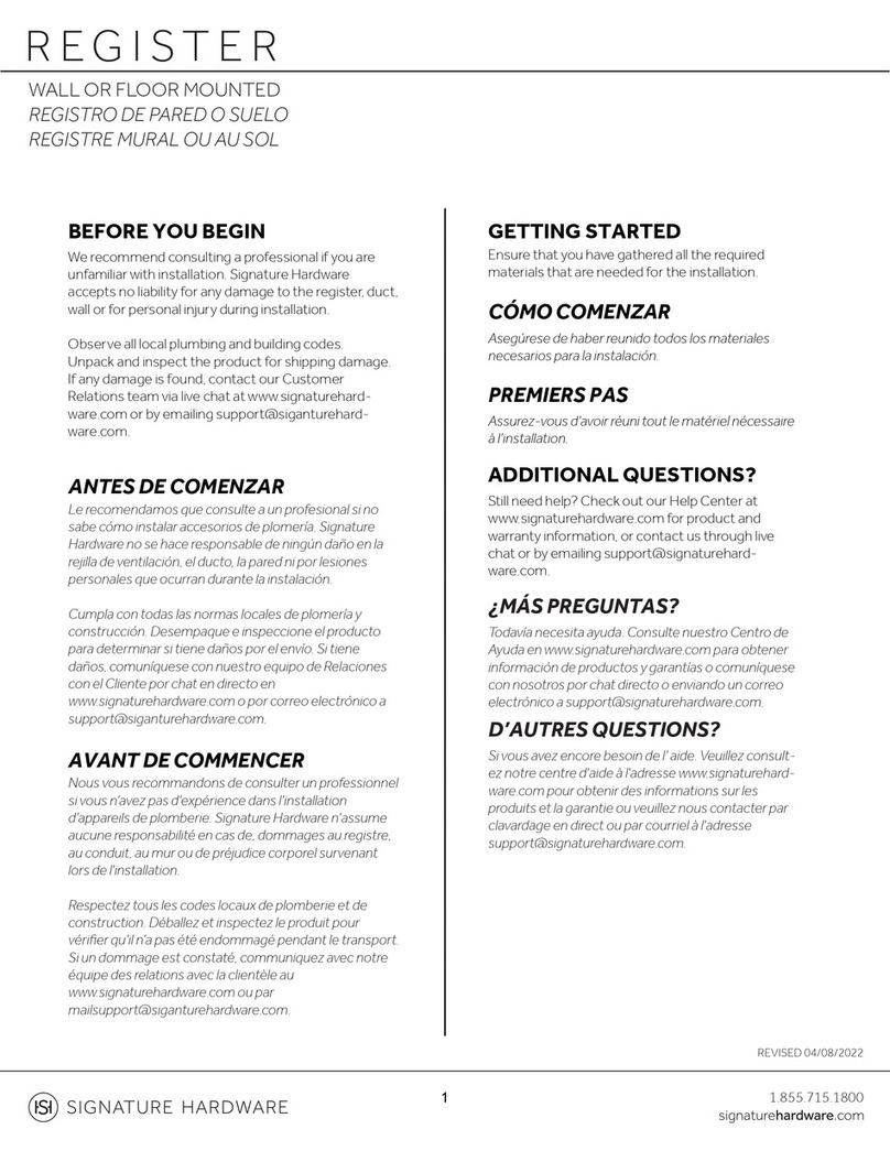 Signature Hardware REGISTER User manual Signature Hardware REGISTER User manual