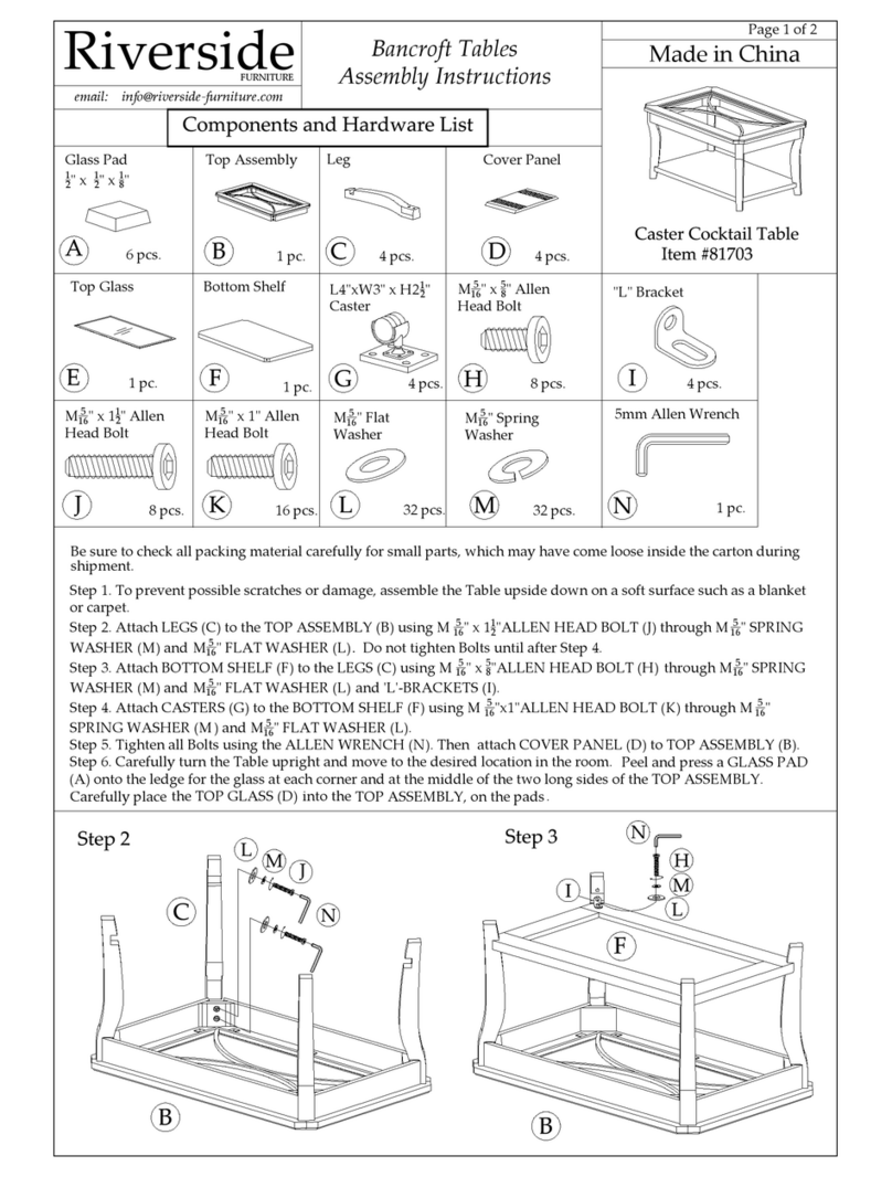 Riverside Furniture Bancroft 81703 Assembly instructions Riverside Furniture Bancroft 81703 Assembly instructions