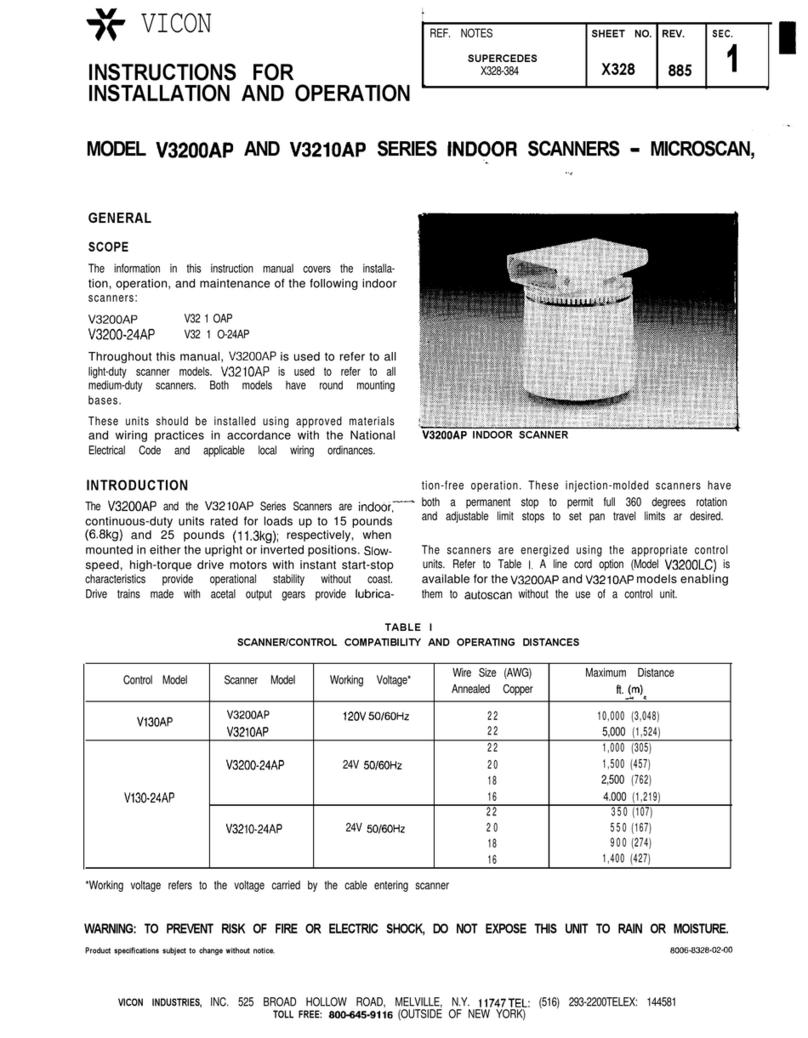 Vicon V3200AP Series Instructions for installation and operation