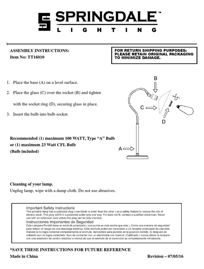 Springdale Lighting TT16010 User manual Springdale Lighting TT16010 User manual
