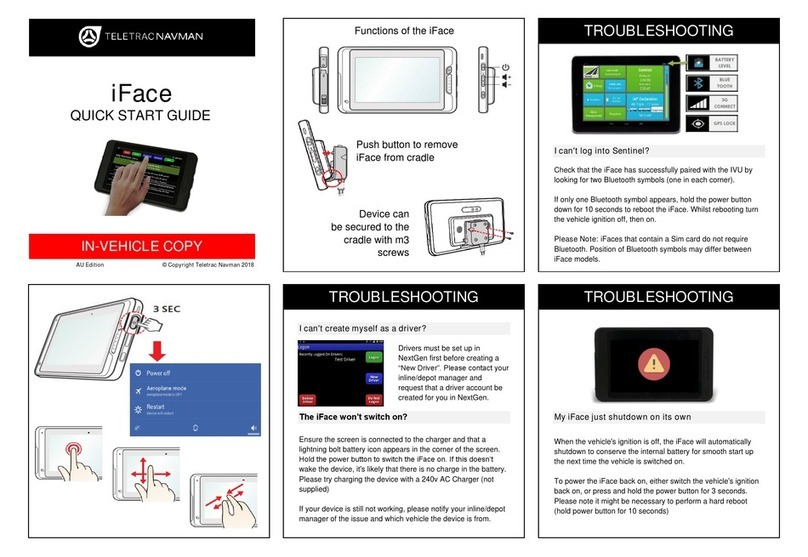 TELETRAC NAVMAN iFace quick start guide