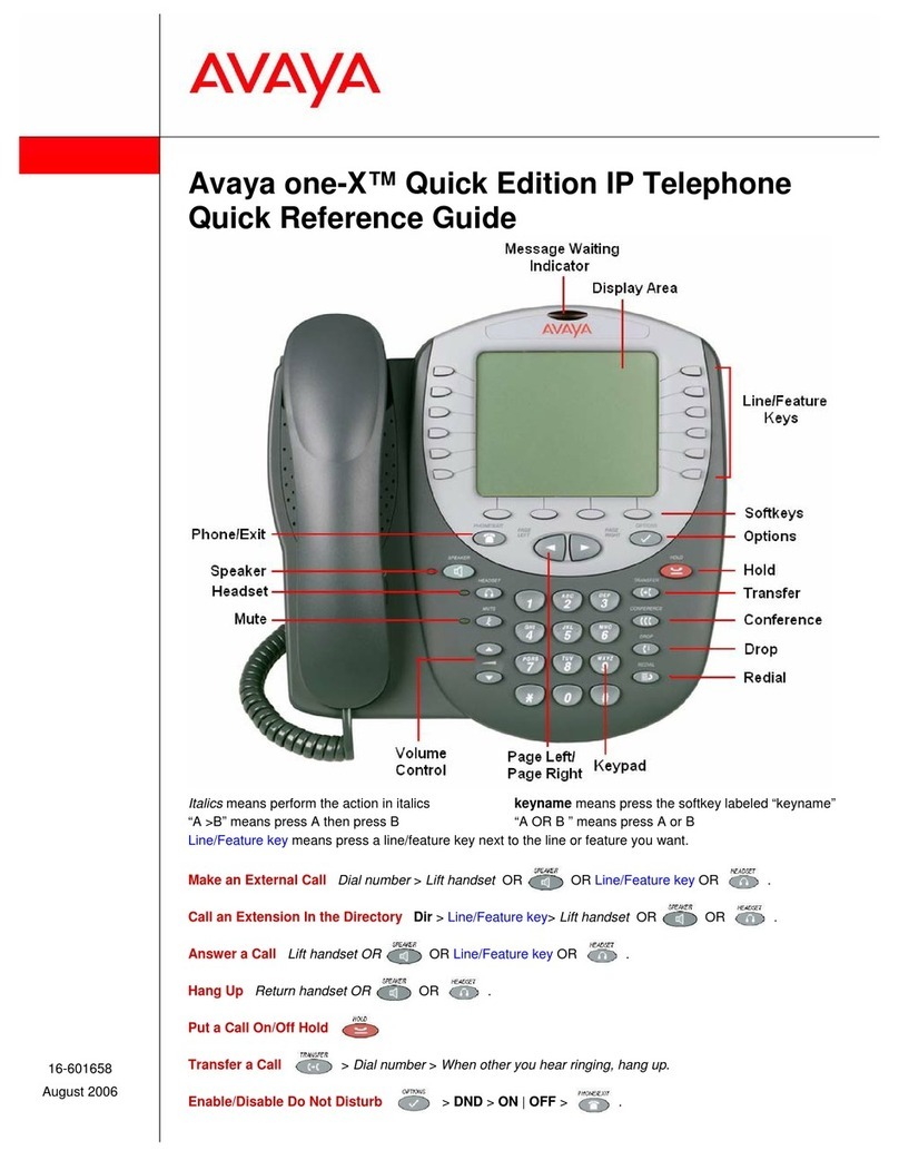 Avaya one-X Quick Edition Quick reference guide
