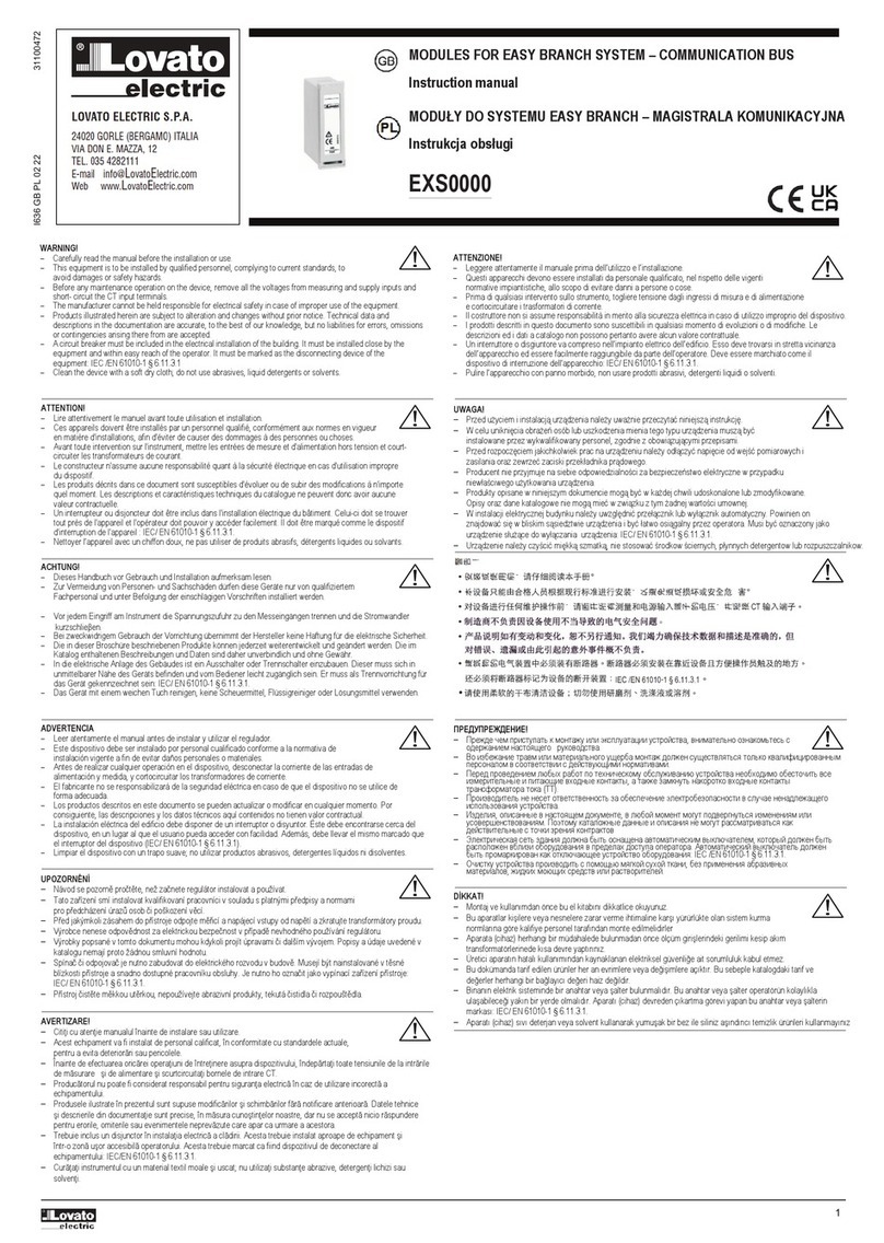 LOVATO ELECTRIC EXS0000 User manual