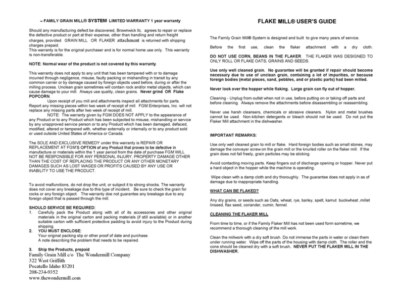FGM FLAKE MILL user guide