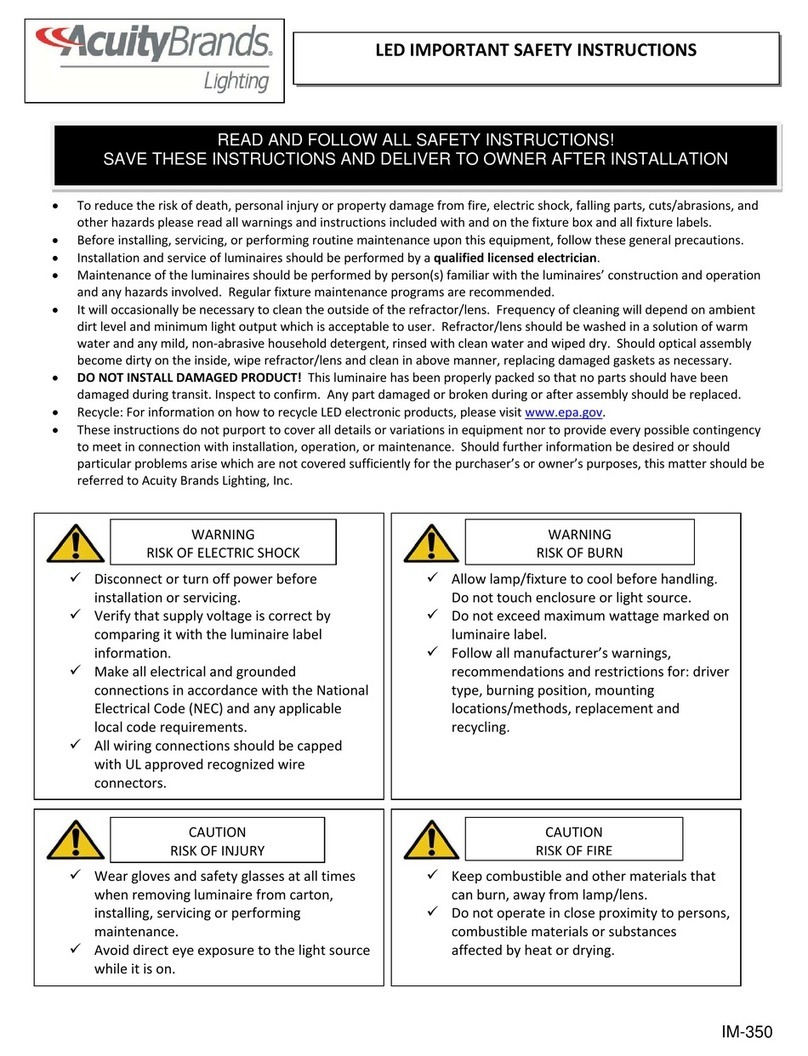 Acuity Brands Lighting Pedestrian LED Luminaire Series Installation and maintenance manual Acuity Brands Lighting Pedestrian LED Luminaire Series Installation and maintenance manual