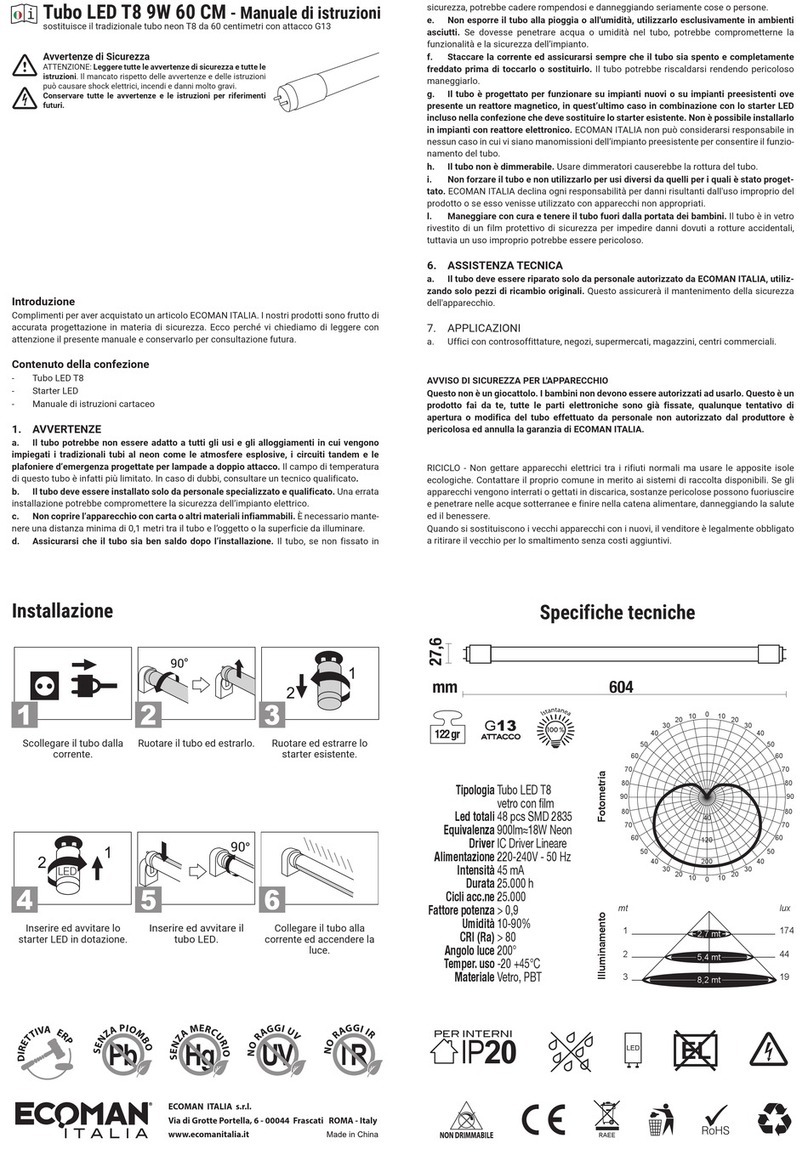 ECOMAN ITALIA LED T8 instruction manual