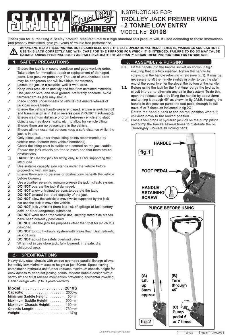 Sealey Quality MACHINERY 2010S User manual