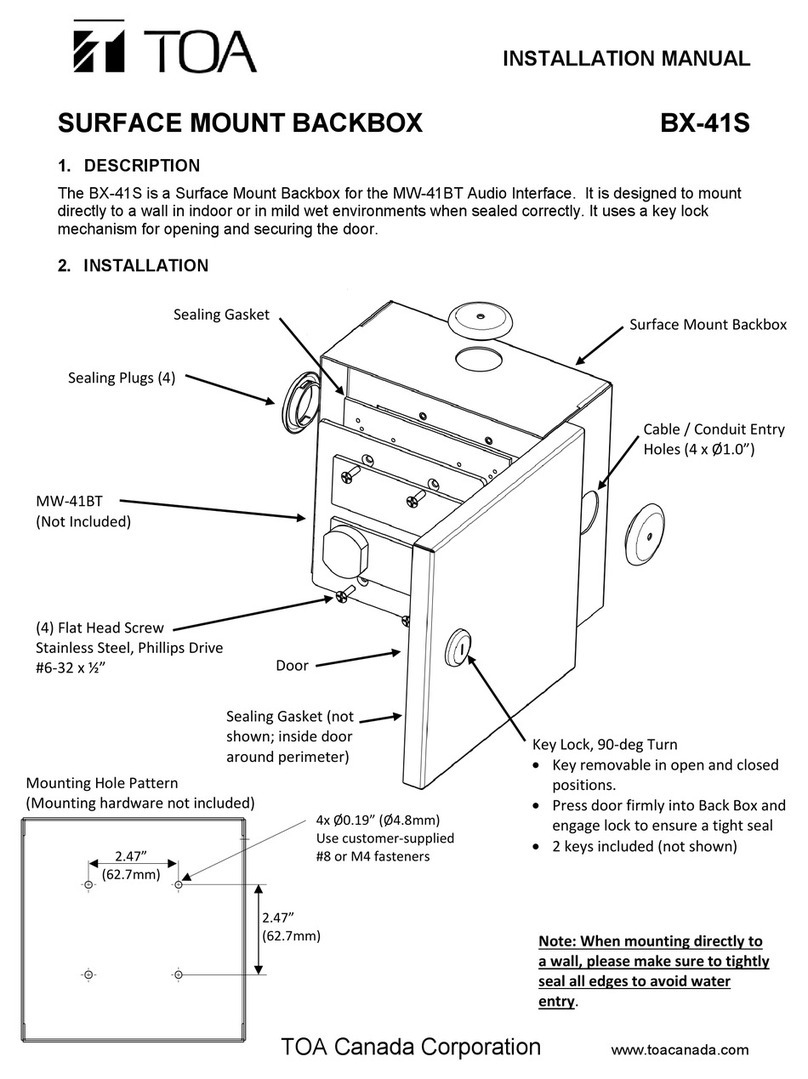 Toa BX-41S installation manual Toa BX-41S installation manual