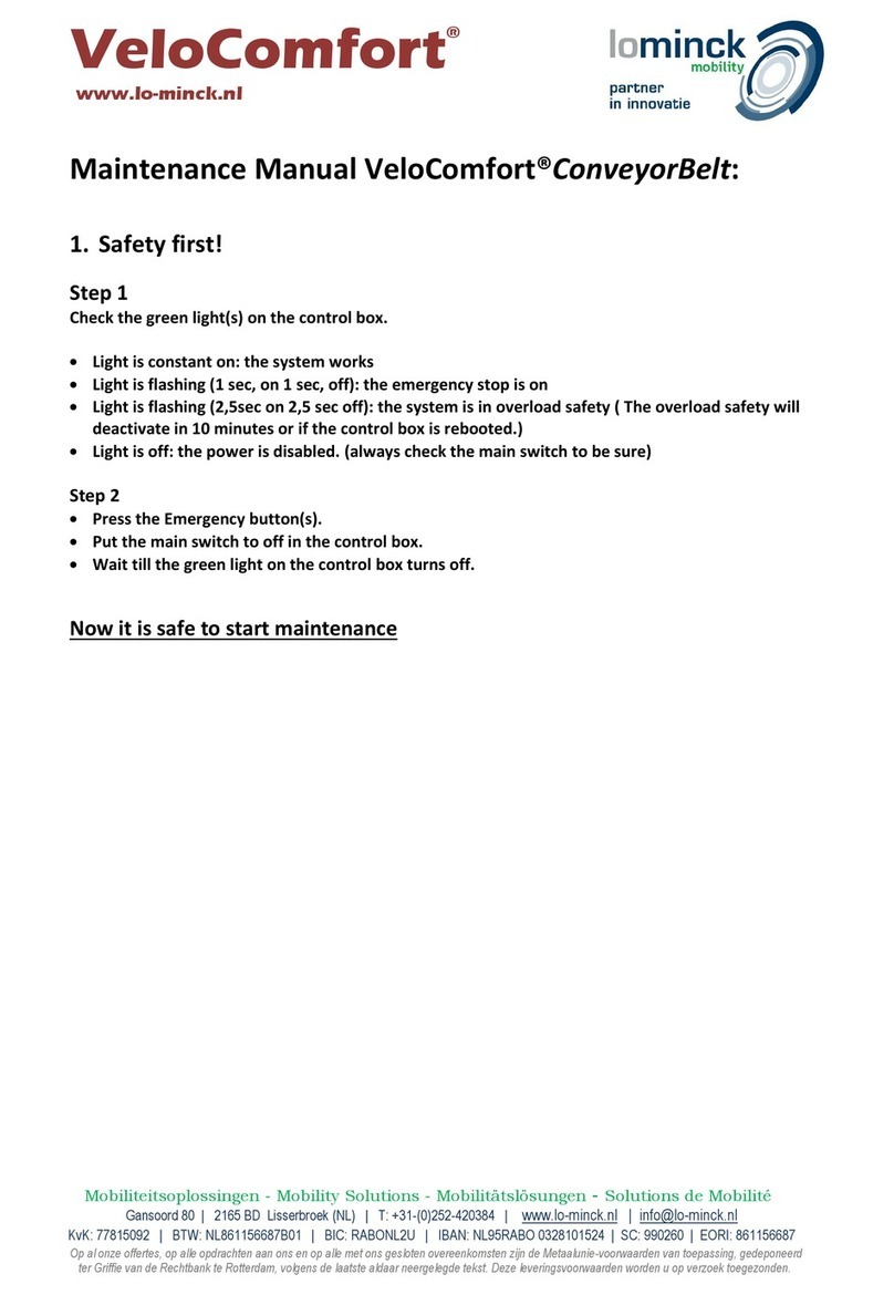 Lominck VeloComfort ConveyorBelt Maintenance manual