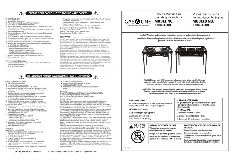 GAS ONE B-5000 Owner's Manual and Operating Instructions