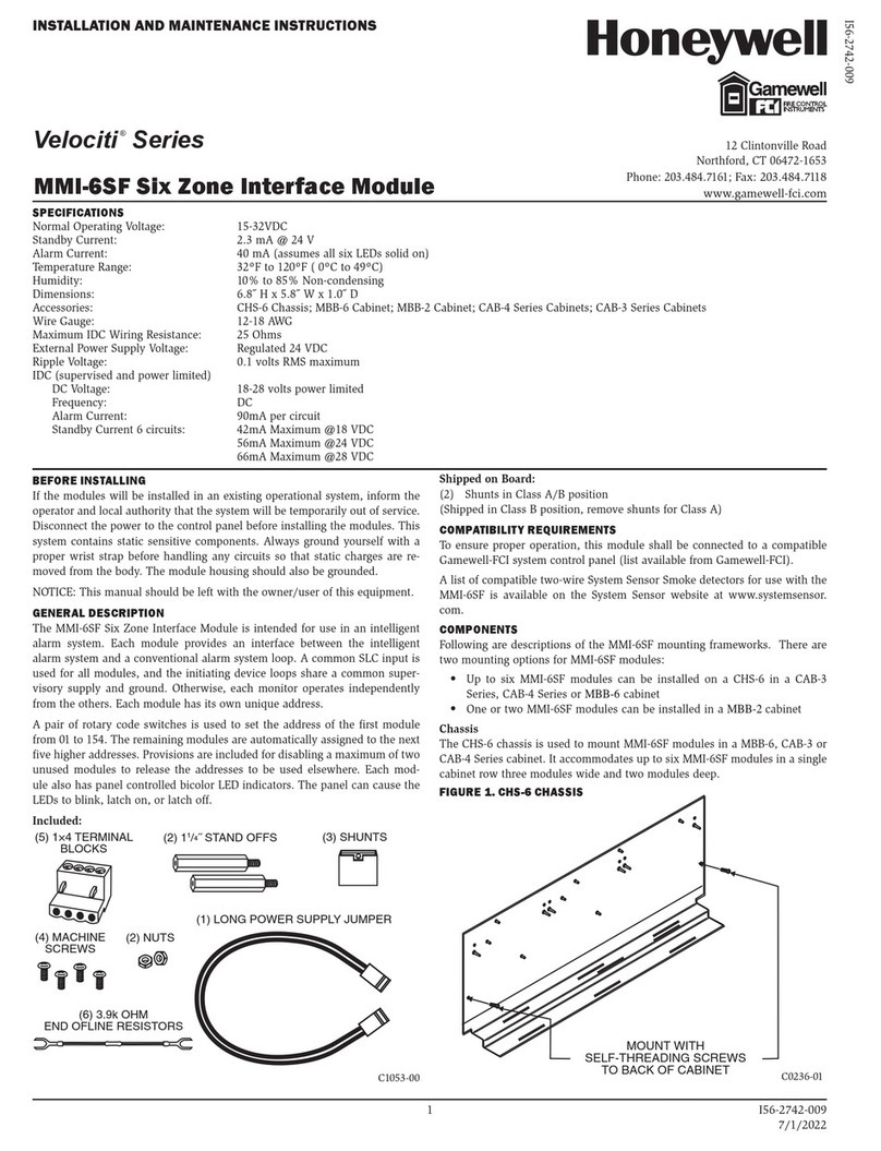 Honeywell Velociti Series Installation and maintenance instructions