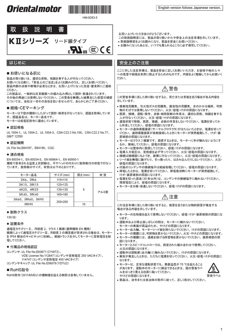 Oriental motor K II Series operating manual