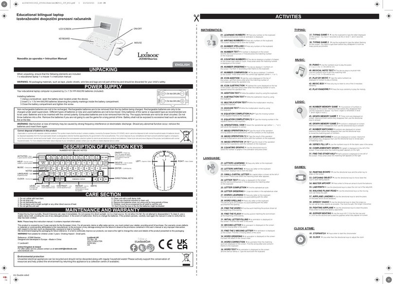 LEXIBOOK JC598i18 Series instruction manual
