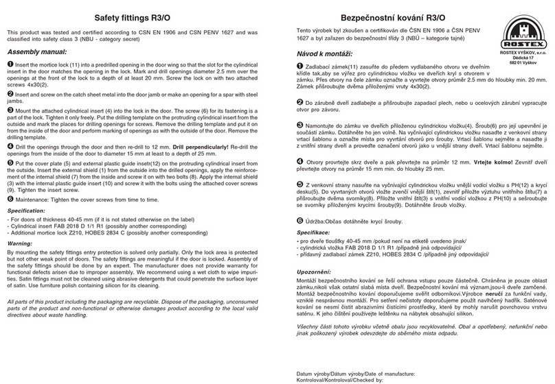 ROSTEX R3/O Assembly manual