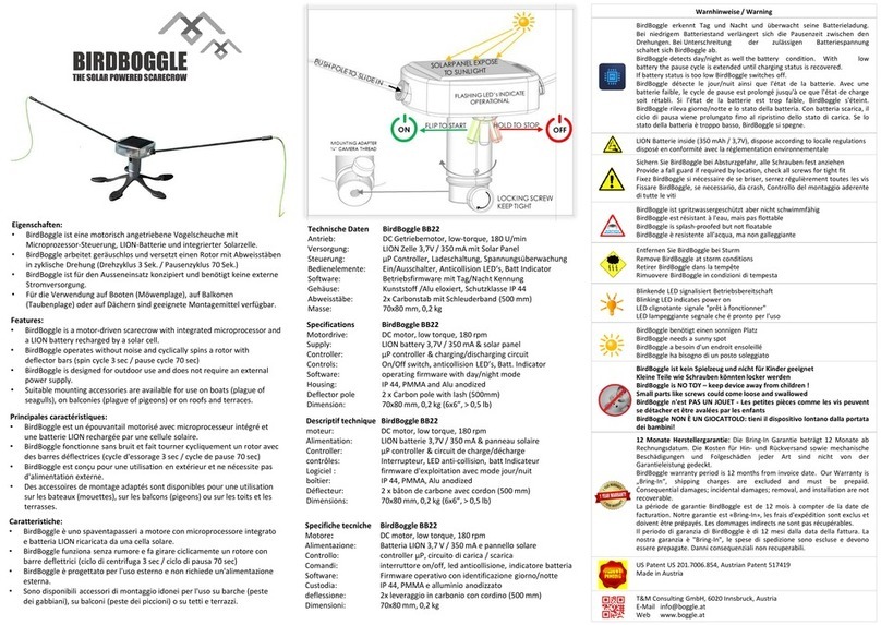 BIRDBOGGLE SOLAR POWERED SCARECROW quick start guide