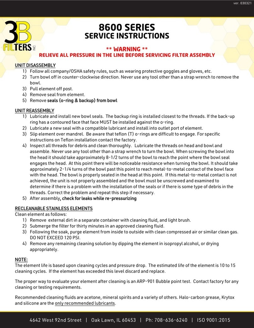3B Filters 8600 Series Service instructions