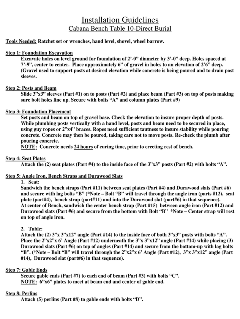 SunTrends Cabana CBT-10-DB Installation guidelines