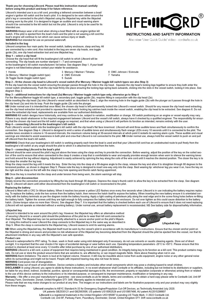 Cordsafe LIFECORD Instructions and Safety Information