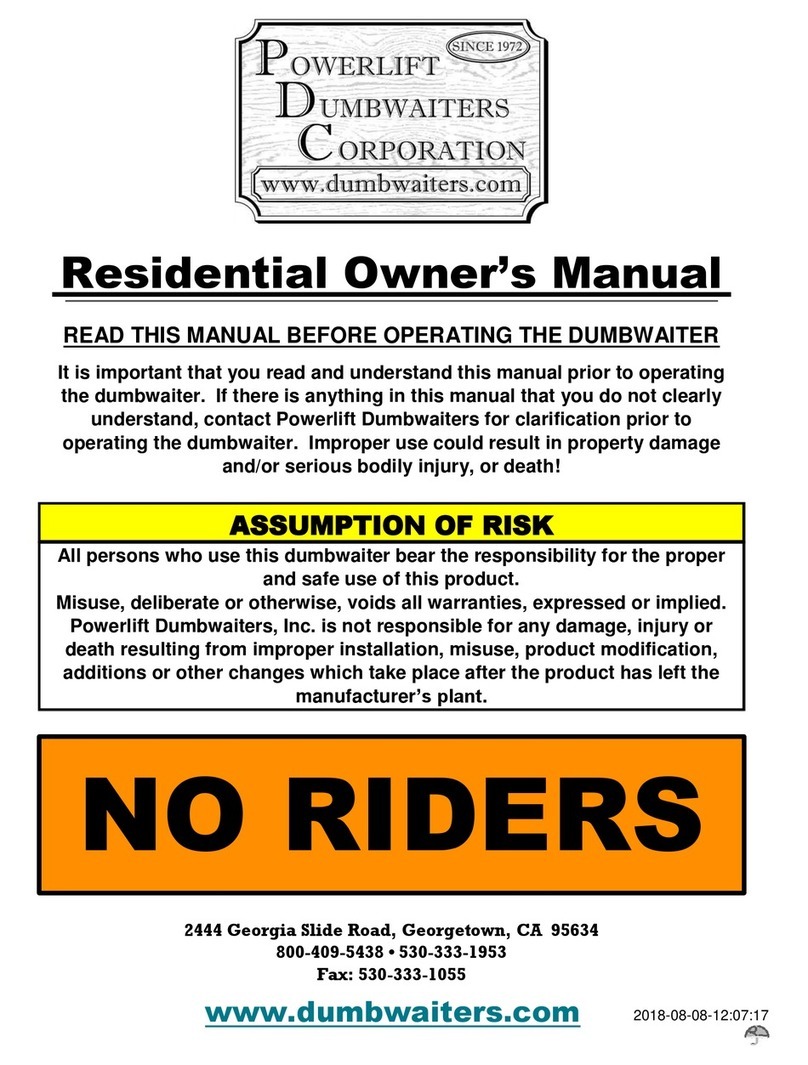 Powerlift Dumbwaiters Corporation P-100 User manual