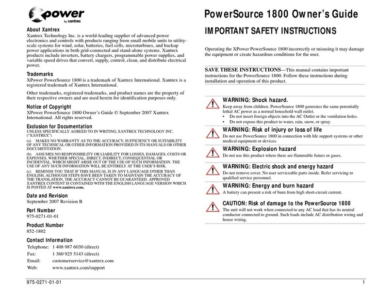 Xantrex xpower PowerSource 1800 User manual