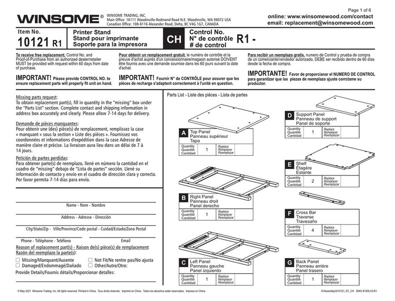 Winsome 10121R1 manual
