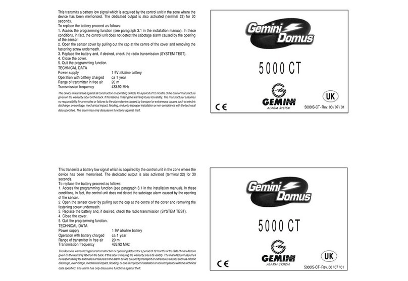 Gemini Domus 5000 CT quick start guide