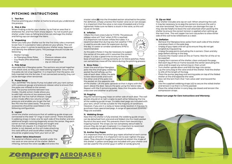 Zempire AEROBASE 3 SHELTER Series User manual