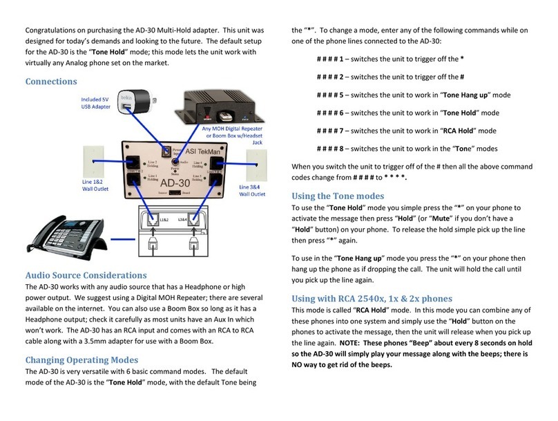 ASI TekMan AD-30 Multi-Hold quick start guide