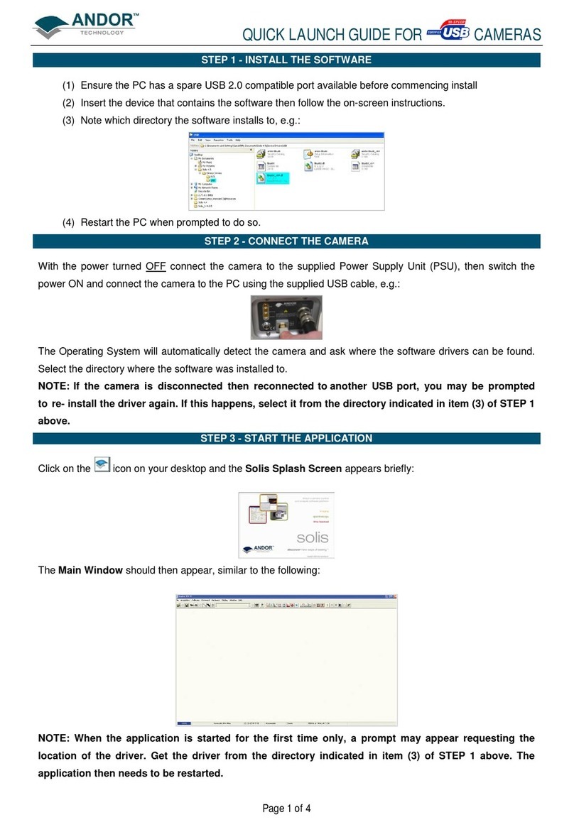 Andor Technology AD02 QUICK LAUNCH GUIDE