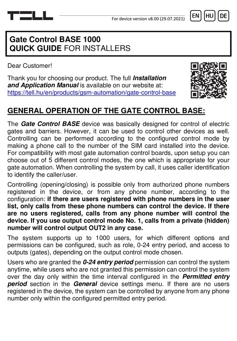 tell BASE 1000 Quick Guide for Installers
